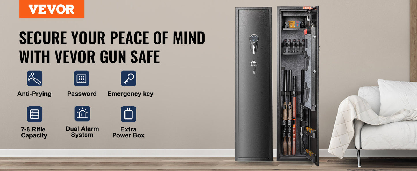 3-8 Rifles Gun Safe with Digital Keypad & Lock Gun Storage Cabinet with Removable Storage Shelf for Home Long Gun Pistols