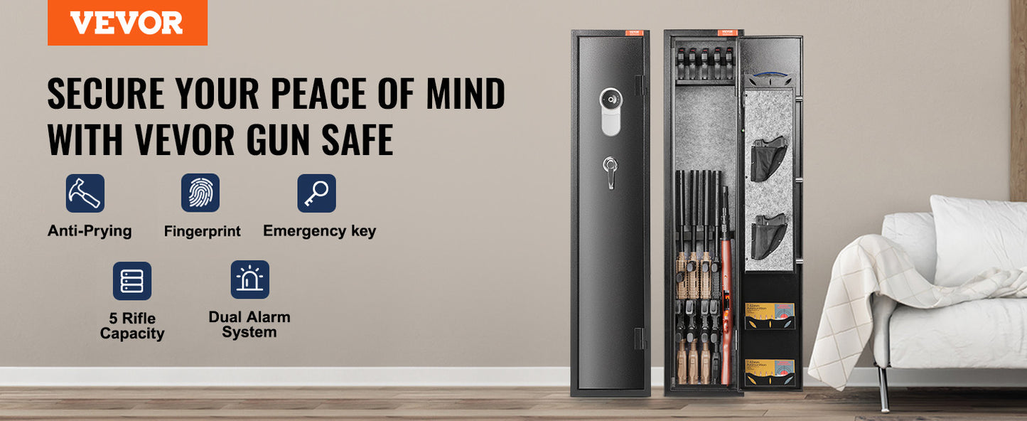 3-8 Rifles Gun Safe with Digital Keypad & Lock Gun Storage Cabinet with Removable Storage Shelf for Home Long Gun Pistols