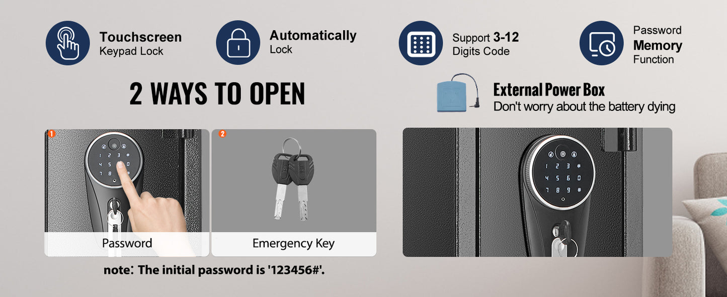 3-8 Rifles Gun Safe with Digital Keypad & Lock Gun Storage Cabinet with Removable Storage Shelf for Long Gun Pistols