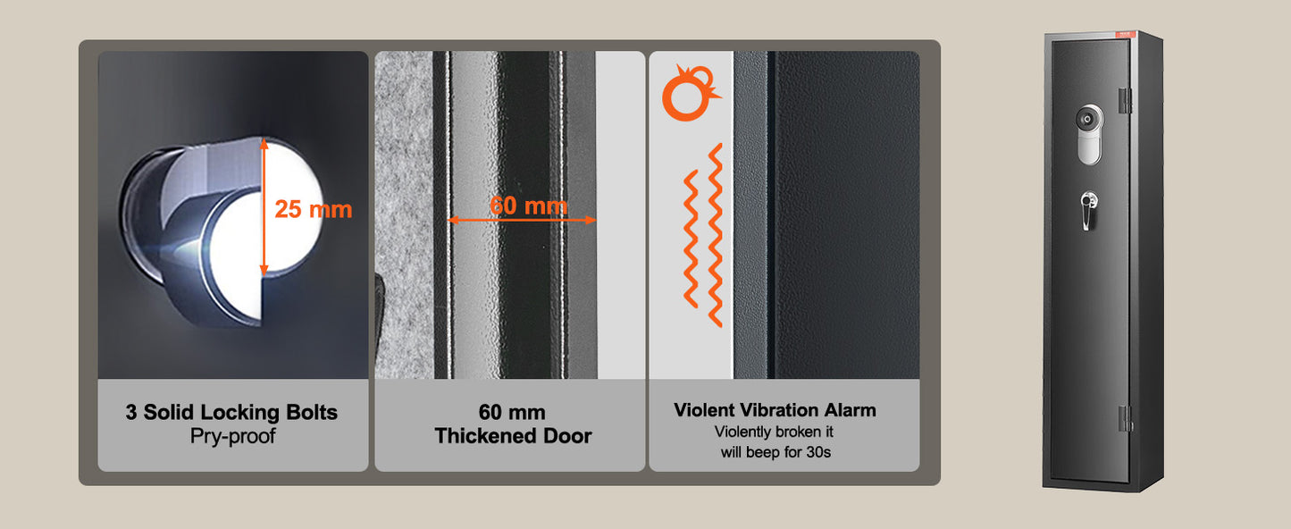 3-8 Rifles Gun Safe with Digital Keypad & Lock Gun Storage Cabinet with Removable Storage Shelf for Long Gun Pistols