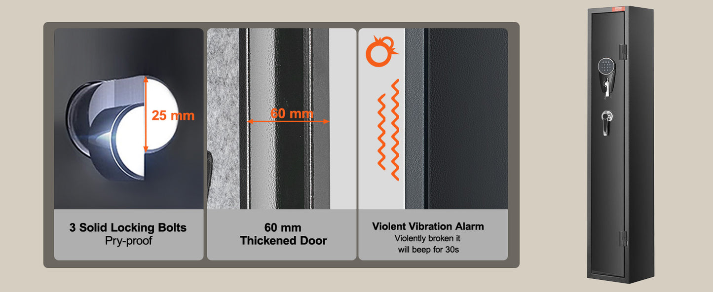 3-8 Rifles Gun Safe with Digital Keypad & Lock Gun Storage Cabinet with Removable Storage Shelf for Long Gun Pistols