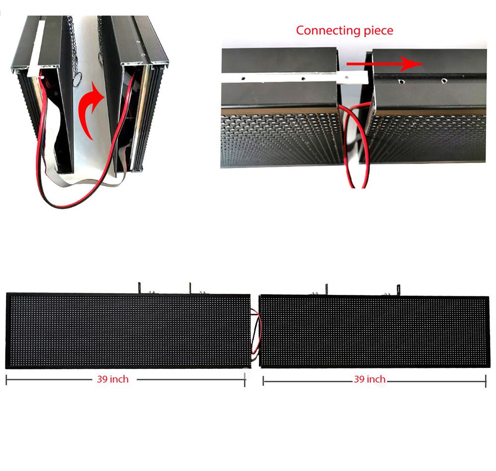 LED Scrolling Display Semi-outdoor Full Color P10 77"X14" WIFI Control Electronic for Business Advertising Board