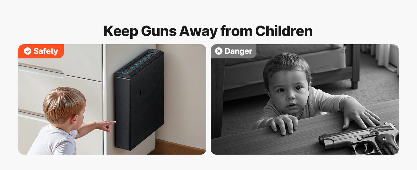 Gun Safe Slider Handgun Safe Fingerprint/Password/Key 3-Way Quick Access Case Box with LED for Nightstand Bedside Desk