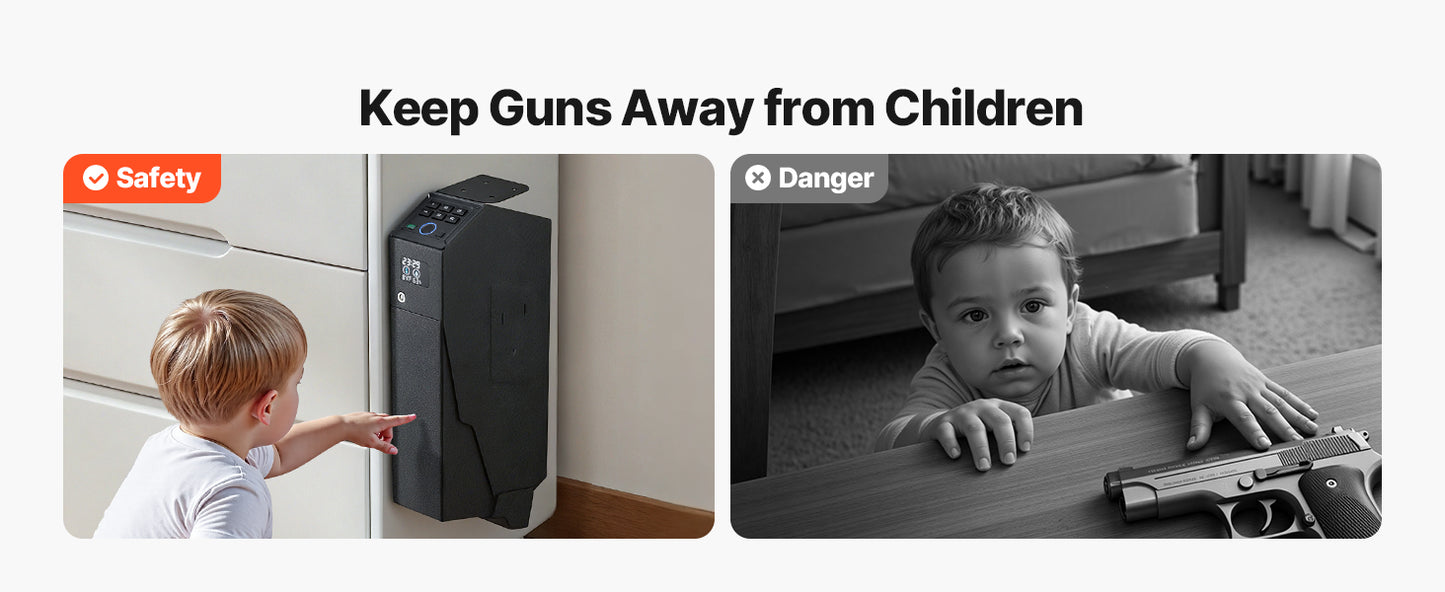 Gun Safe Slider Handgun Safe Fingerprint/Password/Key 3-Way Quick Access Case Box with LED for Nightstand Bedside Desk