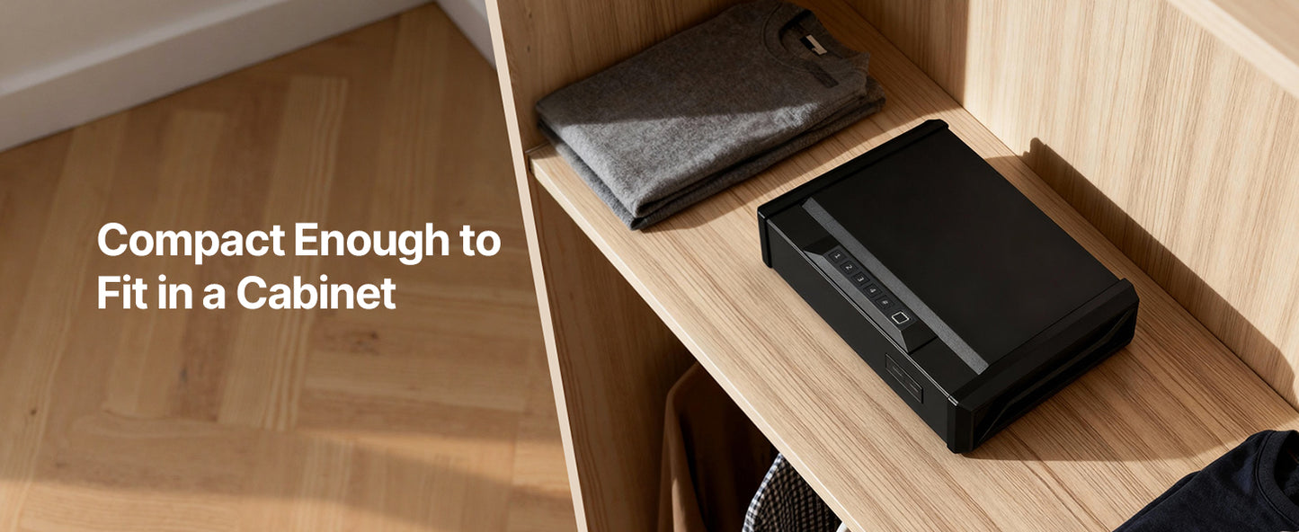 Gun Safe Slider Handgun Safe Fingerprint/Password/Key 3-Way Quick Access Case Box with LED for Nightstand Bedside Desk