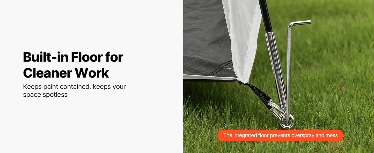 Portable Paint Booth Tent Painting Tent Station Spray Shelter w Built-in Floor Large Space Oxford Spray Painting Tents