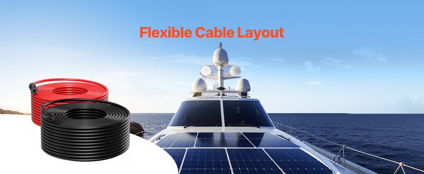 Solar Panel Extension Cable 20FT Black + 20FT Red / 30FT Black + 30FT Red / 50FT Black + 50FT Red / 100FT Black + 100FT Red 10AWG with Female & Male Waterproof Connectors 6mm² PV Cable for Home Ship